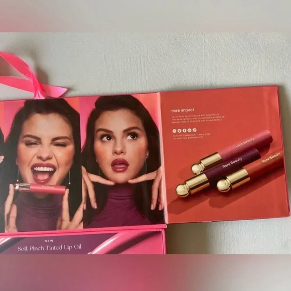 NWT Rare Beauty by Selena Gomez Alive with Color Lip Oils and PR Box Bundle